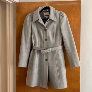 Beautiful grey wool coat with bow belt